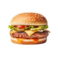 delicioso hamburguesa aislado en transparente antecedentes. ai generado png