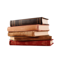 A pile of old books on a transparent background with copy space. png