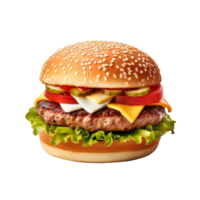 utsökt burger isolerat på transparent bakgrund. ai genererad png