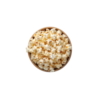 top view popcorn in bowl isolated on transparent background. png