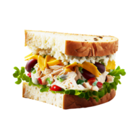 Tasty chicken cheese salad sandwich on transparent background png