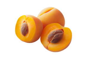 Fresh tasty apricot fruit with seed isolated on transparent background png