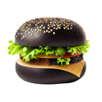 Tasty black bun burger isolated on transparent background png