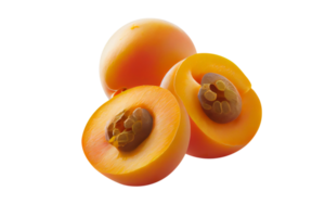 Fresh tasty apricot fruit with seed isolated on transparent background png