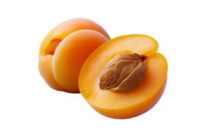 Fresh tasty apricot fruit with seed isolated on transparent background png