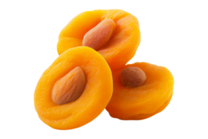 Dried tasty apricot fruit with seed isolated on transparent background png