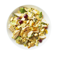 Tasty chicken cheese salad plate on transparent background png