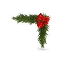 Fresh christmas corner wreath with bows on transparent background png