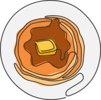 singolo continuo linea disegno di stilizzato dolce pancake a partire dal superiore Visualizza logo etichetta. emblema ristorante concetto. moderno uno linea disegnare design illustrazione per bar, negozio o cibo consegna servizio png