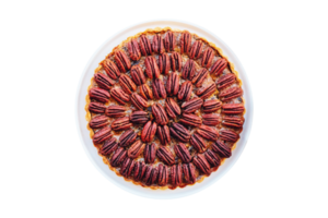 Tasty home made pecan pie with transparent background png