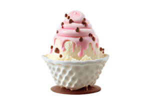 savoureux coloré la glace crème tasse avec sirops et des fruits sur transparent Contexte png