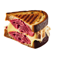 Tasty roasted reuben melted cheese salad isolated on transparent background png