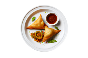 Crispy fried samosa isolated on transparent background png