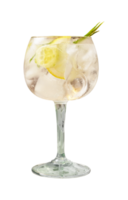 Cold refreshing tonic water with lemon slice on transparent background png