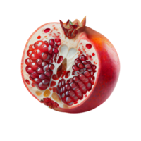 Fresh pomegranate with red seeds isolated on transparent background png