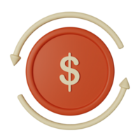3d icon cash back isolated on transparent background png