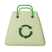 3d icon eco bag isolated on transparent background png