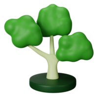 3d icon tree isolated on transparent background png