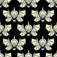 seamless pattern of a skull with one eye and bat wings vector