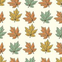 seamless pattern of a maple leaf in vintage style vector