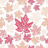 seamless pattern of a maple leaf blowing in the wind in vintage style vector