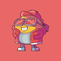 An Emoji character looking cool in vector illustration. Communication, chat, style design concept.