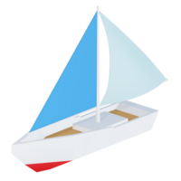 3d icon sailboat isolated on transparent background png