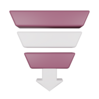 3d icon sales funnel isolated on transparent background png