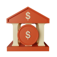 3d icon bank isolated on transparent background png