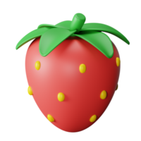 3d icon strawberry isolated on transparent background png