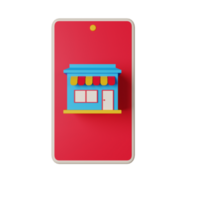 3d icon mobile store isolated on transparent background png