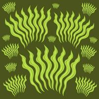 Organic green seaweed vector illustration for graphic design and decorative element