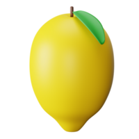 3d icon lemon isolated on transparent background png