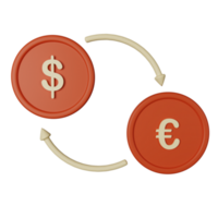 3d icon money exchange isolated on transparent background png