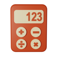 3d icon calculator isolated on transparent background png