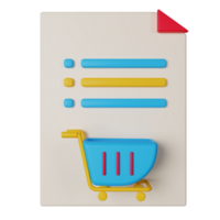 3d icon shopping list isolated on transparent background png