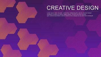 Abstract creative template banner background with hexagonal gradient color. Vector illustration.