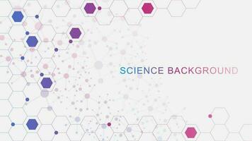 resumen Ciencias y tecnología antecedentes con hexagonal formas molecular estructura, medicina investigación y adn concepto. vector ilustración.