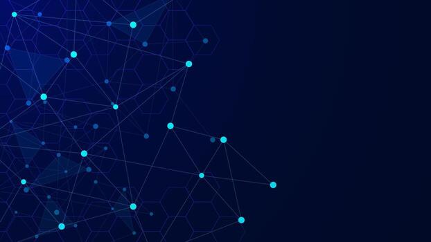 Scientific hexagon pattern with dots and lines connection. Molecule structure for medical, chemistry, science, social network and technology background. Vector illustration.