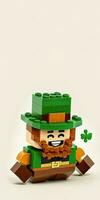 3D Render of Leprechaun Man Made By Blocks And Copy Space. St. Patrick's Day Concept. photo