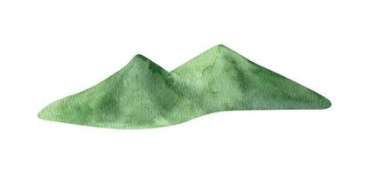 Adorable hand painted watercolor green mountain vector