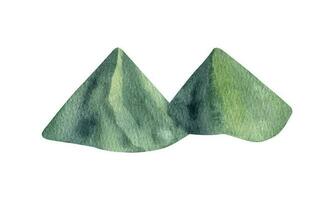 Adorable hand painted watercolor green mountain vector