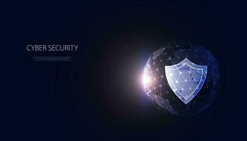 concept shield and world shield cyber security online theft protection vector