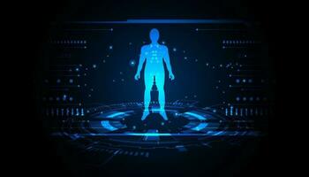 abstract technology futuristic concept of digital human body digital ai future design on hi tech background. vector