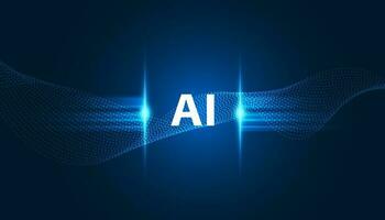 Abstract Artificial Intelligence on Atomic and Technology Background with Computer wave Systems dot blue. vector