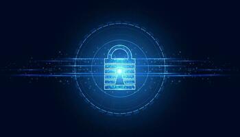 padlock concept cyber security protection cyber attack network anti virus spam malware on blue background futuristic beautiful vector