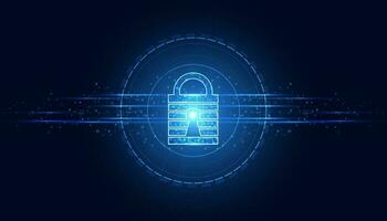 padlock concept cyber security protection cyber attack network anti virus spam malware on blue background futuristic beautiful vector