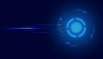 abstract circle digital cyber security fingerprint connection and communication futuristic on blue background. vector