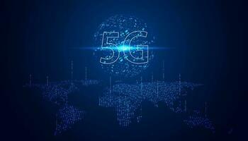 Abstract technology digital futuristic concept world 5g wireless communication technology network connection high speed internet communication on a modern background vector