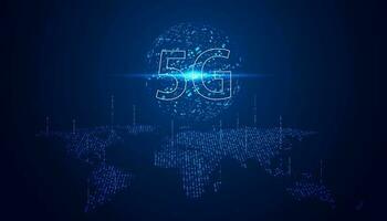 Abstract technology digital futuristic concept world 5g wireless communication technology network connection high speed internet communication on a modern background vector